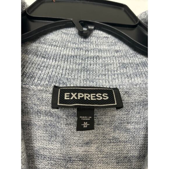 Express Shawl Collar Cardigan Sweater Gray Blue Stripe Men’s Medium - Picture 6 of 9